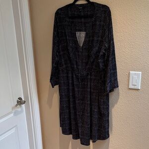 Torrid Grey and White Plaid Long Sleeve Dress